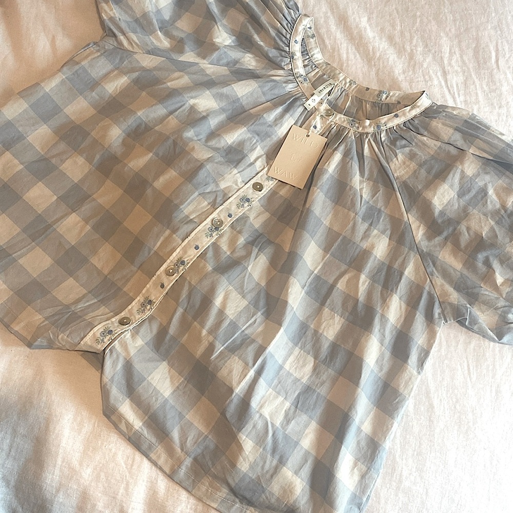 100% Pima cotton checked blouse